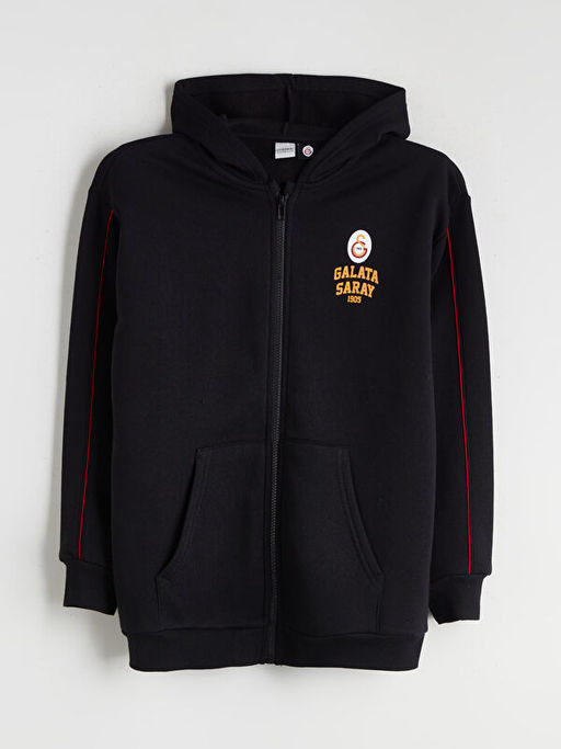Kap??onlu Galatasaray Bask?l? Erkek ?ocuk Fermuarl? Sweatshirt