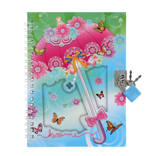 Записная книжка подарочная на замочке, А6+, 50 листов, линия, Зонтик, МИКС - Calligrata фото 2