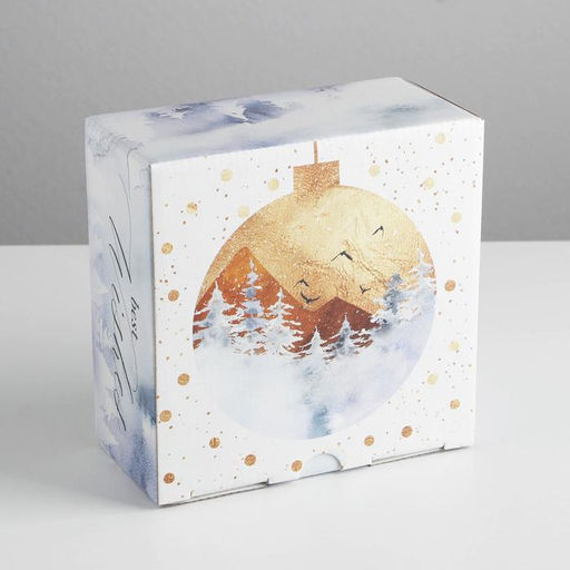 Коробка подарочная новогодняя складная Best wishes, 15 х 15 х 7 см, Новый год