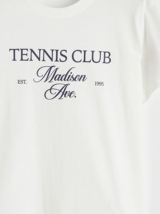 Bisiklet Yaka Bask?l? Kad?n Ti??rt