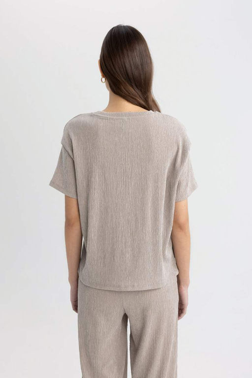 Футболка с короткими рукавами и круглым вырезом Relax Fit - Defacto фото 6