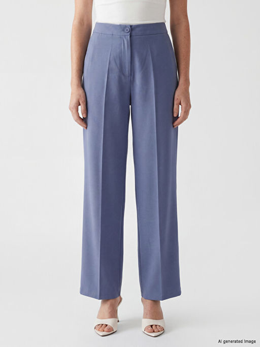 Regular Fit Keten Kar???ml? Kad?n Pantolon
