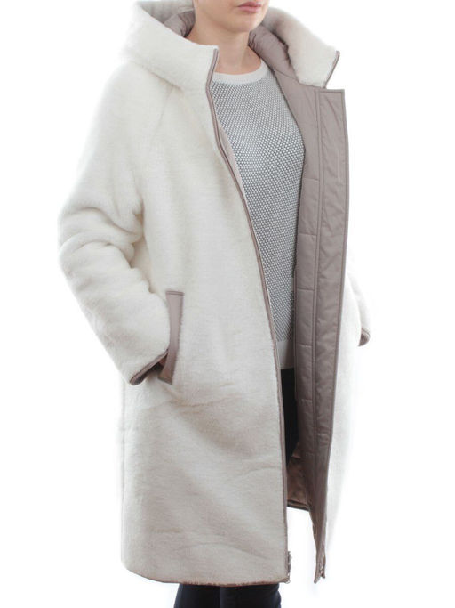 2661 BEIGE Пальто двухстороннее женское еврозима (100 гр. холлофайбер) - Фабричный китай фото 10