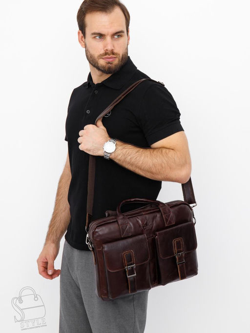 Портфель мужской кожаный 0993Z coffee Zinimsk в Новосибирске