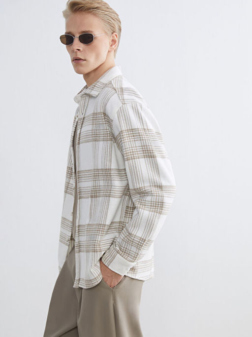 Regular Fit Uzun Kollu Ekose Erkek G?mlek Ceket