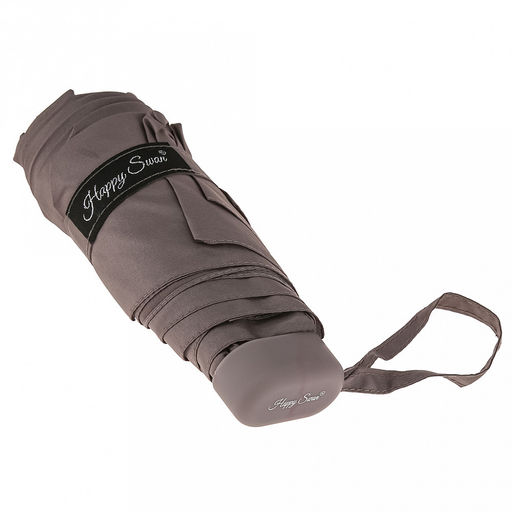 Зонт-мини механический Моно ткань эпонж (полиэстер), 6 лучей, д/купола 88см h50см, 5 сложений, 17см в сложенном виде, механизм против ветра, ручка с покрытием soft-touch, цвет серый, 184гр (Китай) - Домашняя Мода фото 7