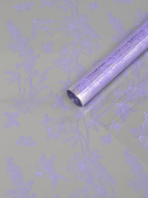 Плёнка для цветов «Ласточки», прозрачный/сиреневый классик, 0.6×9.3±5% м, 40 мкм, 200 г