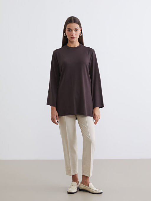 Bisiklet Yaka Oversize Kad?n Sweatshirt Tunik