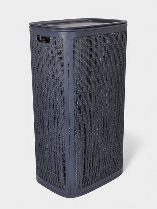 Плетёная корзина для белья с крышкой "Лён" 100л 43×32×80см, цвет графит