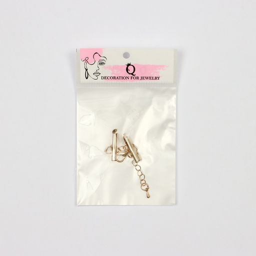 Цена за 2 шт. Концевик для браслета из бисера (пара) QF, 20 мм, металл, с цепочкой удлинителем, цвет золото