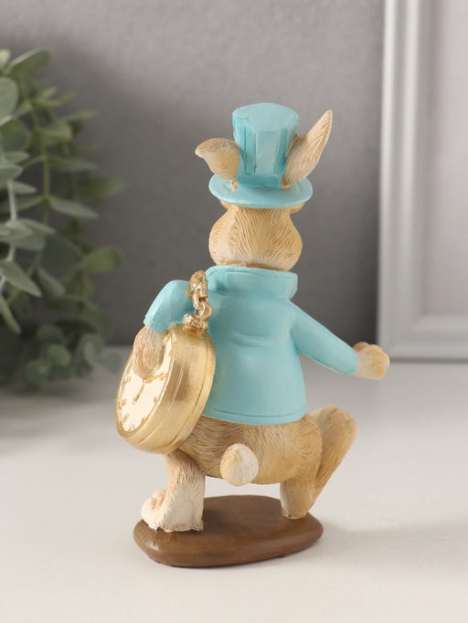 Фигурка полистоун Заяц с карманными часами и в пенсне, голубой, 8.5?6.5?14 см