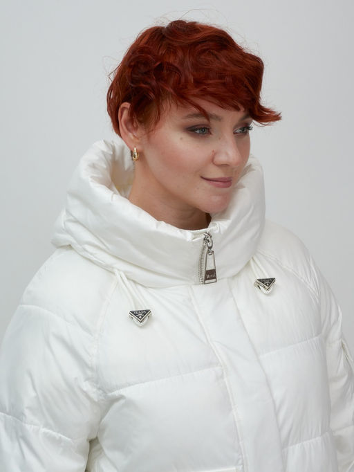 Куртка зимняя женская с капюшоном модная белого цвета 7341Bl - Visdeer фото 4