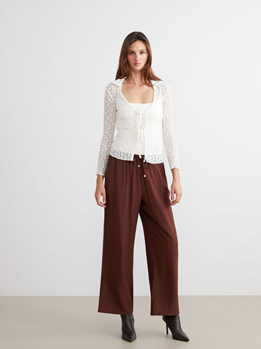 Beli Lastikli Dokulu Kad?n Pantolon