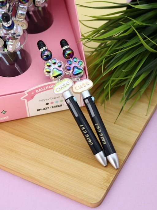 Разноцветная ручка 4 в 1 "МЯУ лапка", black