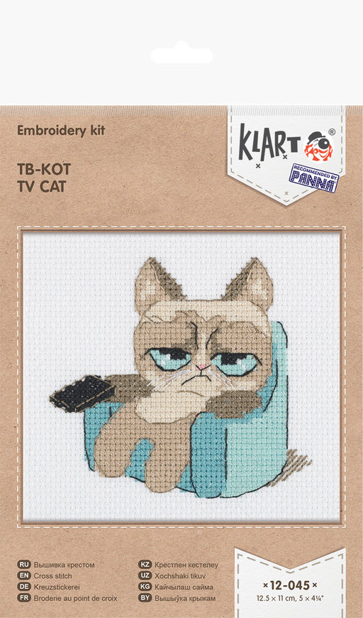 Klart набор для вышивания 12-045 ТВ-кот 12.5 х 11 см