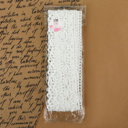 Кружево гипюровое, 30 мм × 9 ± 0.5 м, цвет белый