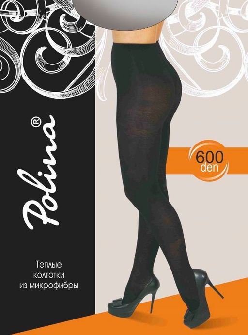 Теплые колготки из микрофибры, с тиснением, 600 den