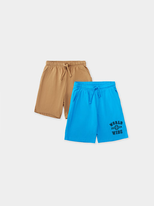 Шорты для мальчиков мультипак 2 (шт.) в лазурно-голубом и песочном цвете с печатью - Mark formelle фото 7