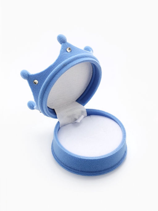 Футляр под серьги, кулон, кольцо Корона, бархатный, 5.5?5.5?4.5 см, голубой