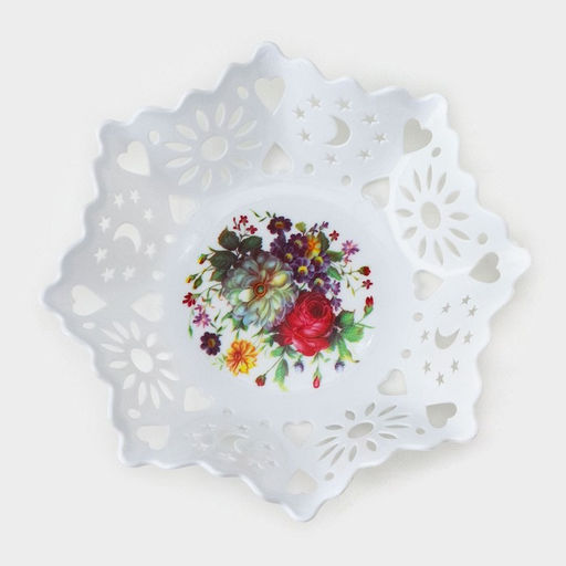 Цена за 2 шт. Ваза для хлеба и фруктов «Кубань. Месяц», d=20 см, белый, рисунок МИКС