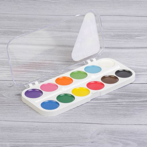 Акварель 12 цветов Смешарики, карамельная, без кисти