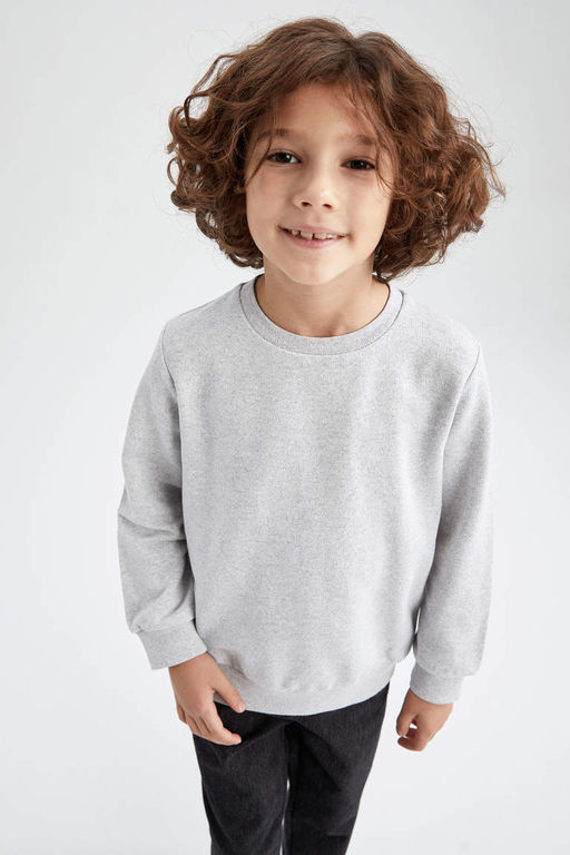 Толстый базовый свитшот для мальчиков с круглым вырезом - Defacto фото 4