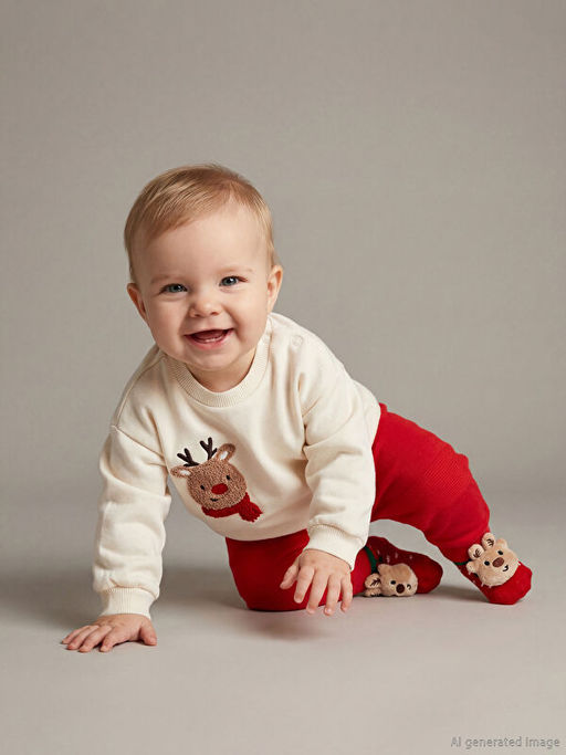 Y?lba?? Temal? Erkek Bebek Sweatshirt ve E?ofman Alt?