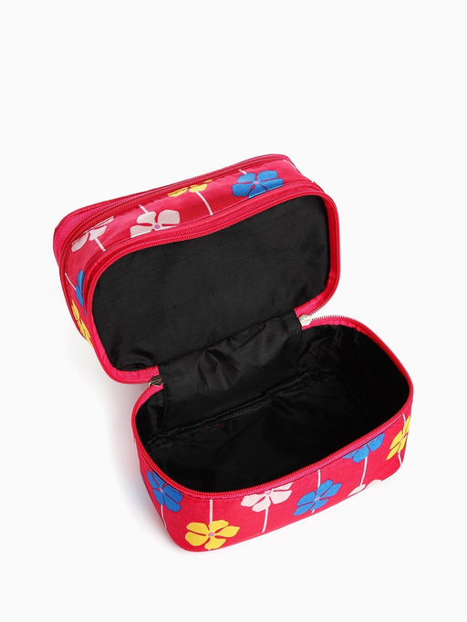 Косметичка - органайзер на молнии, с отделами, с рисунком, малиновая