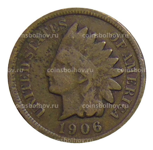 Монета 1 цент 1906 года США