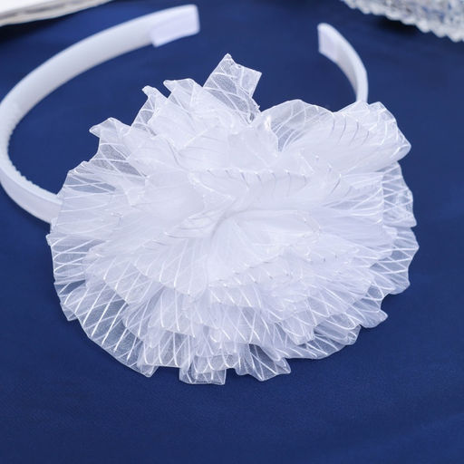 Цена за 6 шт. Ободок для волос «Школьница», облачко полосы, d=10 см, белый