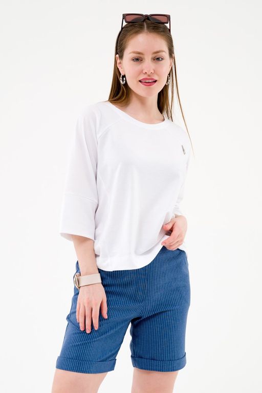 Шорты прямые с манжетами джинсовый - Odis фото 5