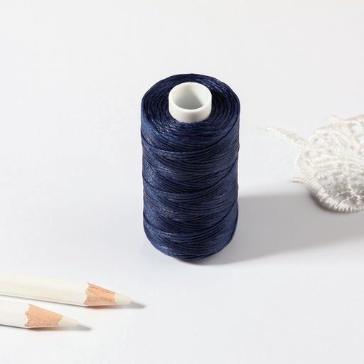 Нитки вощёные, плетёные, плоские, 210D/16, 1 мм, 50±2 м, тёмно-синие