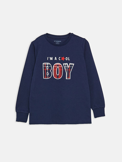 Bisiklet Yaka Bask?l? Uzun Kollu Erkek ?ocuk Pijama Tak?m - Waikiki фото 2