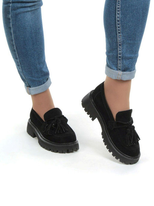 03-5929-1 BLACK Лоферы женские (натуральная замша) - No name фото 4