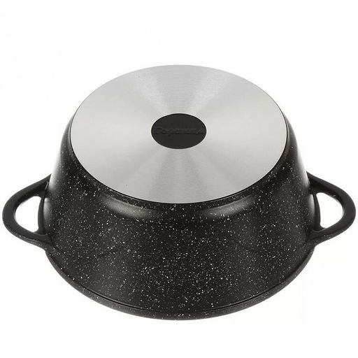 Набор посуды с антипригарным покрытием "Гранит" 4 предмета: сковорода со съемной ручкой д26см, h6,9см, жаровня д26см, h7,5см, кастрюля 4л, д26см, h11см, стеклянная крышка д26см (Россия) Подходит для всех видов плит, включая индукционную.