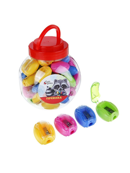 Цена за 48 шт. Точилка для карандашей пластиковая Calligrata Класс, с контейнером, МИКС фото 3