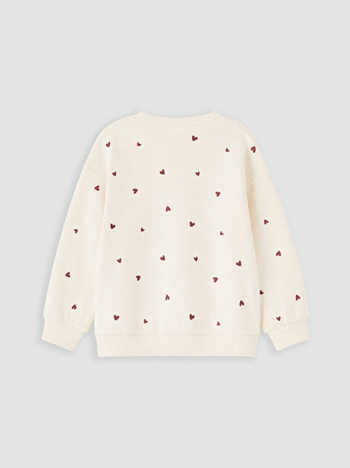 Bask?l? K?z ?ocuk Kal?n Sweatshirt