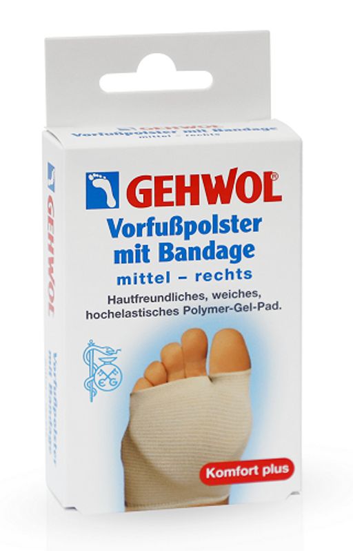Gehwol защитная подушка под плюсну из гель-полимера и бандажа правая средняя 1шт