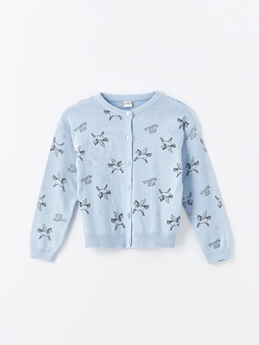 Bisiklet Yaka Desenli Uzun Kollu K?z ?ocuk Triko H?rka