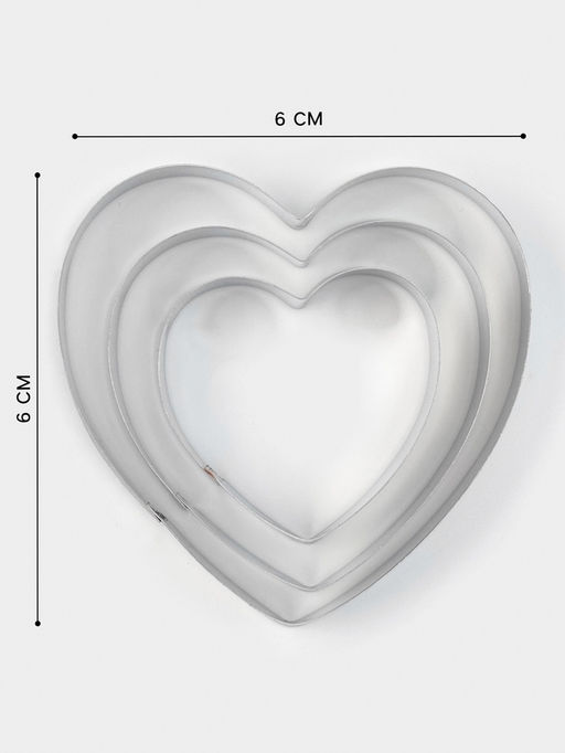 Формы для печенья Доляна «Сердечко», набор 3 шт, нержавеющая сталь, серебристые