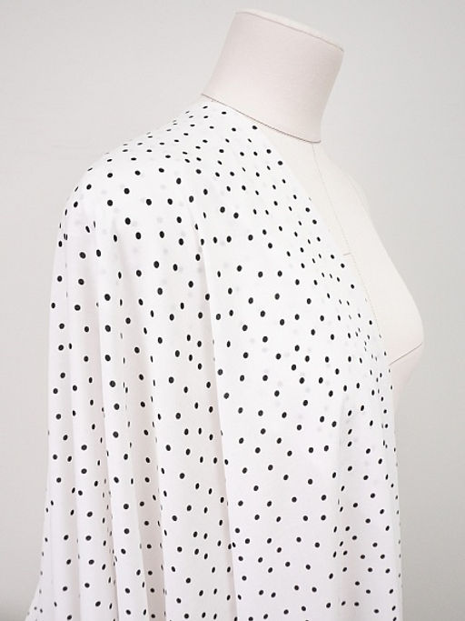 Штапель Россыпь черного гороха (3.5мм) цв.белый, ш.1.45м, вискоза-100%, 90гр/м.кв - Купава фото 2