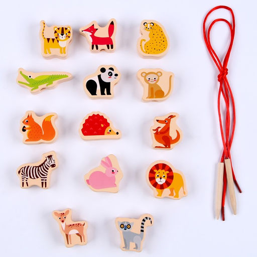 Детская деревянная игрушка 2 в1 балансир + шнуровка Зверята 18 9,5 10 см - Simaland фото 3