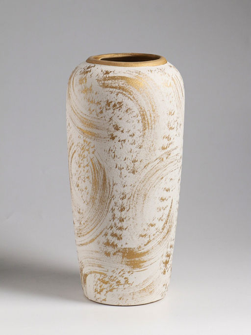 Ваза «Сэнс», 28.5×13 см, керамика, бело-золотая