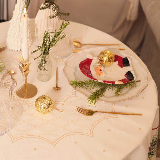 Скатерть новогодняя «Этель» Christmas wreath, d=220 см +/-3 см с ВГМО, 100% хлопок, саржа 190 г/м²
