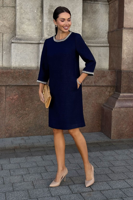 Платье URS 24-377-2 синий  фото 2