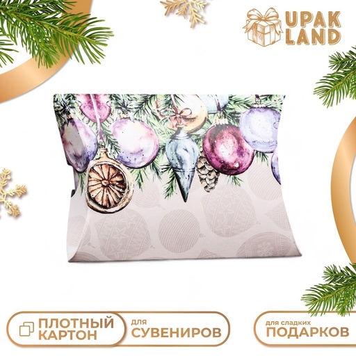 Цена за 10 шт. Коробка складная, подарочная новогодняя Ёлочные игрушки 11?8?2 см