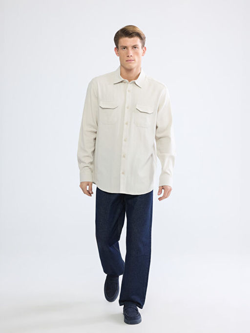 Regular Fit Keten Kar???m Erkek G?mlek