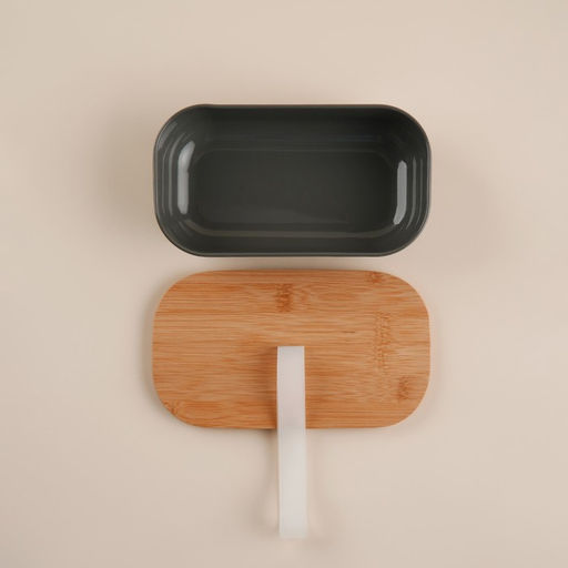 Контейнер для еды SL Home «Каса Перфекто», 21.5×12.5×6 см, с бамбуковой крышкой, оцинкованная сталь, зелёный