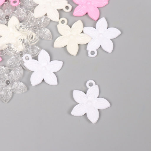 Цена за 2 шт. Декор для творчества пластик Пятилистник, набор 20 г, 3?2.6?0.3 см, МИКС