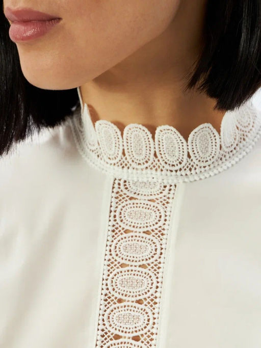 Блузка из хлопка с крыльями и кружевом OD-912-1 белый